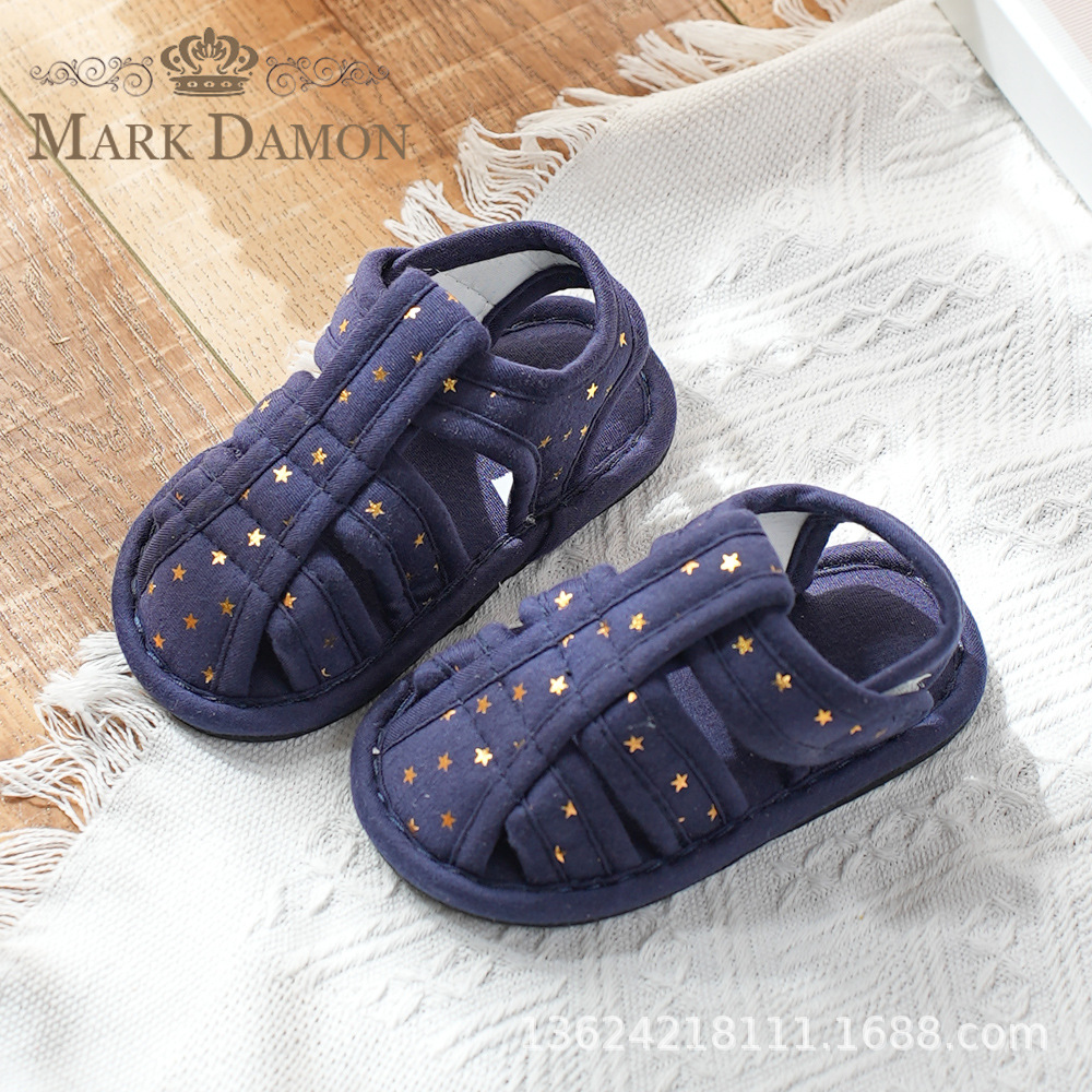 Korean Style Casual Baby Home Shoes Soft Sole Toddler Shoes Baby Indoor Cotton Velcro Home Floor Slippers