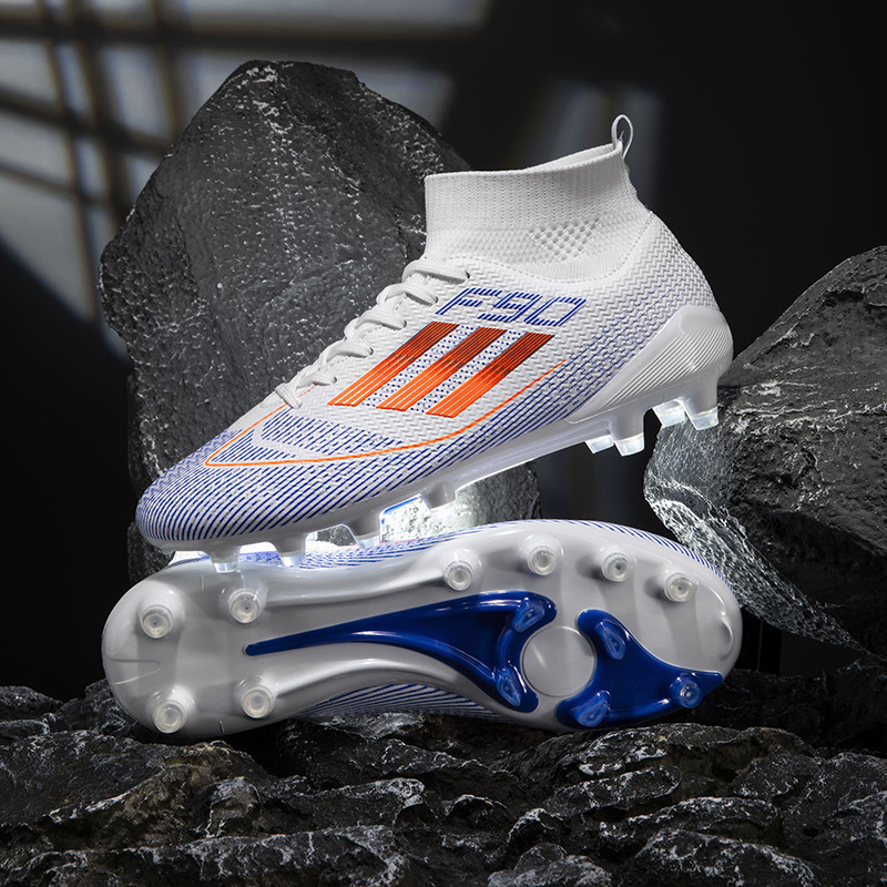 Cross-border new F50 youth spikes and nails rubber spikes football boots children's grass football boots high top plus size