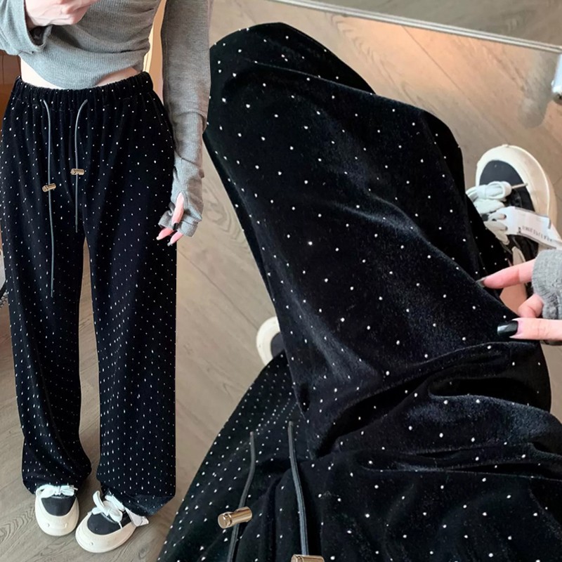 New maternity pants drawstring gold velvet outer wear narrow wide leg pants trousers