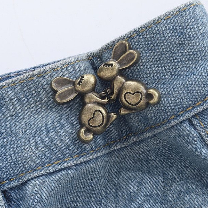 Picture of Chinese Knot Waist Buckle Pair Buckle Flat Bottom Removable Nail-free Seam-free Button Girl's Trouser Skirt Waist Size Change Artifact