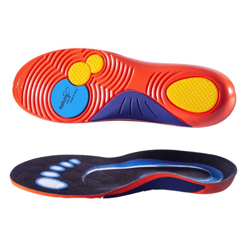 Sports insoles men's summer high elastic shock absorption sweat absorption breathable Women's Flat feet correction arch support running insoles wholesale