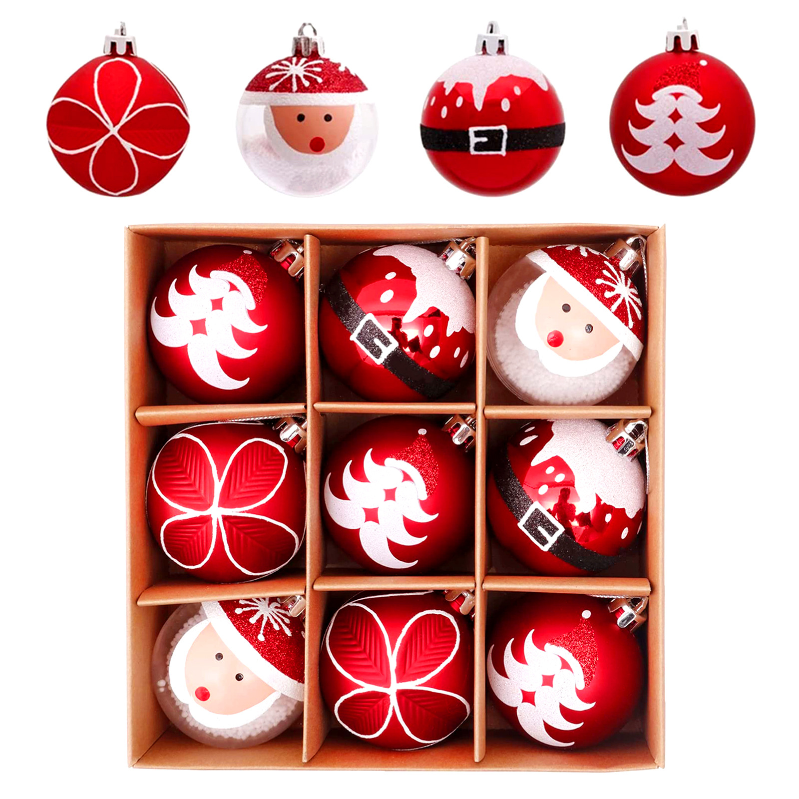 AliExpress Explosions Christmas Old Man Round Ball Red Plated Plastic Ball Painted Christmas Ball Christmas Tree Pendant