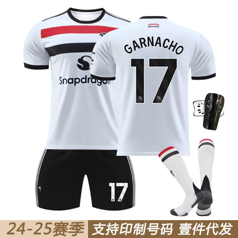 Picture of 2425 Red Devils Two-man White Football Jersey suit 10 Rashford 37 Menu 17 Garner Joe 7C Luo Men's Jersey