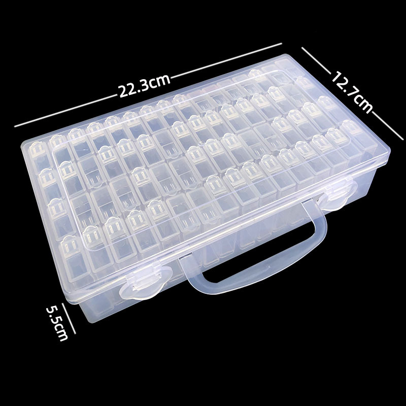 Picture of Diamond painting 64 grid storage box transparent jewelry box square diamond round point diamond box rice bead box Diamond painting tool manufacturer