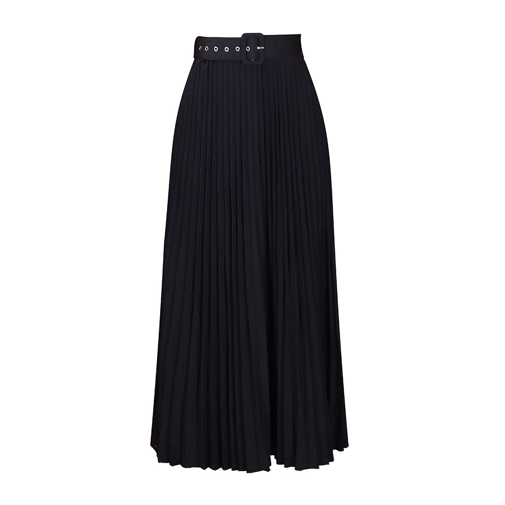 Picture of D293P with belt European and American women's clothing new high waist large skirt mid-length pleated temperament drape foreign trade skirt