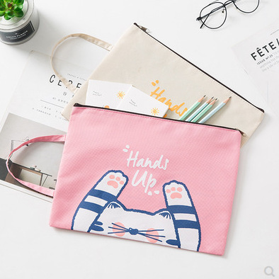 Korean Style Creative Portable Large Capacity Oxford Cloth Document Bag Student Multi-Function Information Bag Zipper Storage Bag