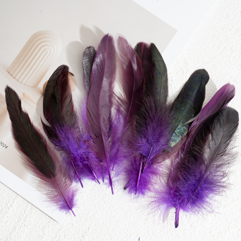 Picture of 50pcs/set of feathers wholesale colorful 10-15 rooster tail feathers real chicken feather DIY shuttlecock handmade material