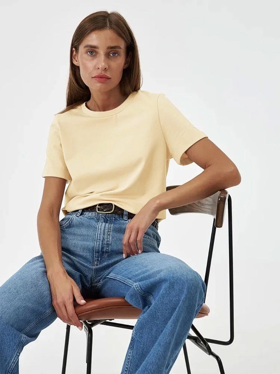 Picture of Cross-Border Short-Sleeved T-Shirt European and American 2025 Summer New Women's Fashion Casual Home Work Clothing Versatile Round Neck Short-Sleeved T-Shirt