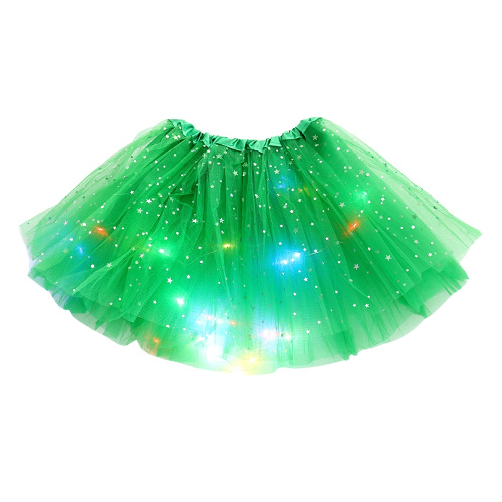 ins foreign trade European and American children's sequins led with light luminous tutu skirt luminous half-length mesh skirt light tutu skirt