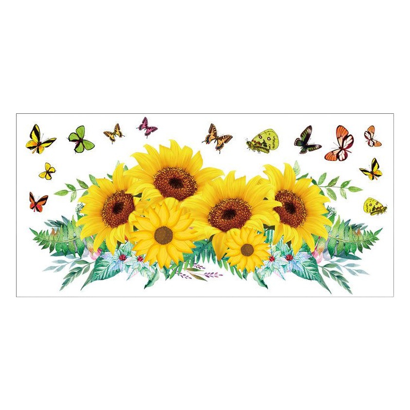 Sunflower Plant Cross-border Removable Wall Stickers Bedroom Living Room Sofa Background Wall Decorative PH1033-PH1035