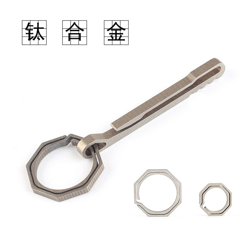 Titanium rattlesnake outdoor fast hanging CNC craft key octagonal ring hanging buckle natural player EDC tool TC4