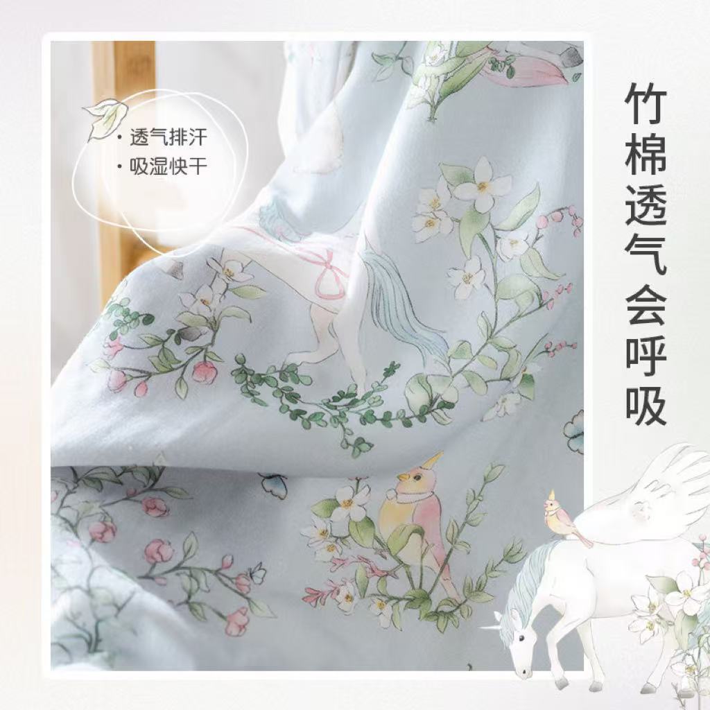 Picture of Baby blanket cartoon four-layer bamboo cotton gauze quilt class a spring and summer newborn children nap baby quilt