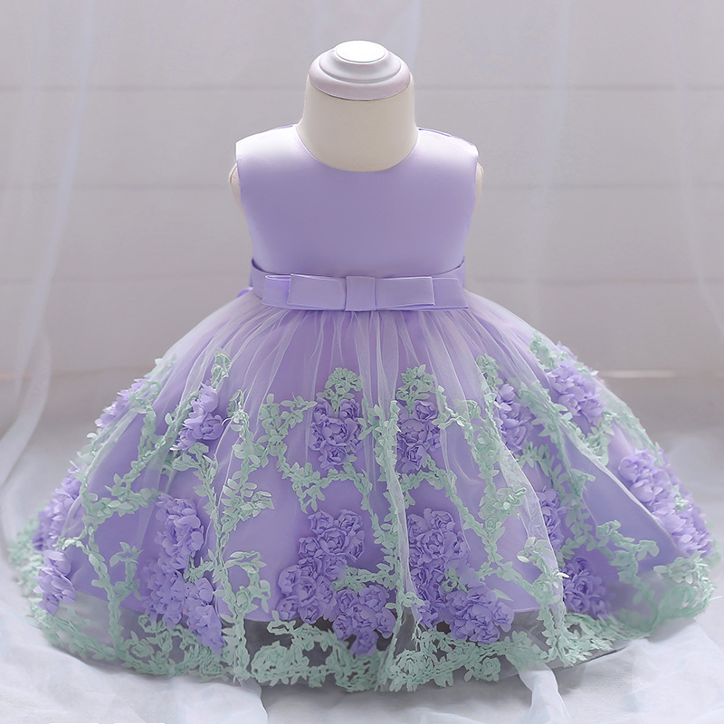 Picture of New summer European and American Princess flower sleeveless mesh baby dress cotton dress children's dress spot