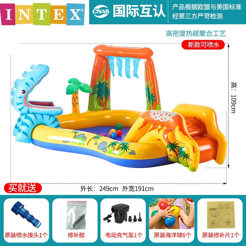 Picture of INTEX57444 Dinosaur Volcano Slide Park Pool Children's Inflatable Swimming Pool Bath Swimming Pool Thickened Sand Pool