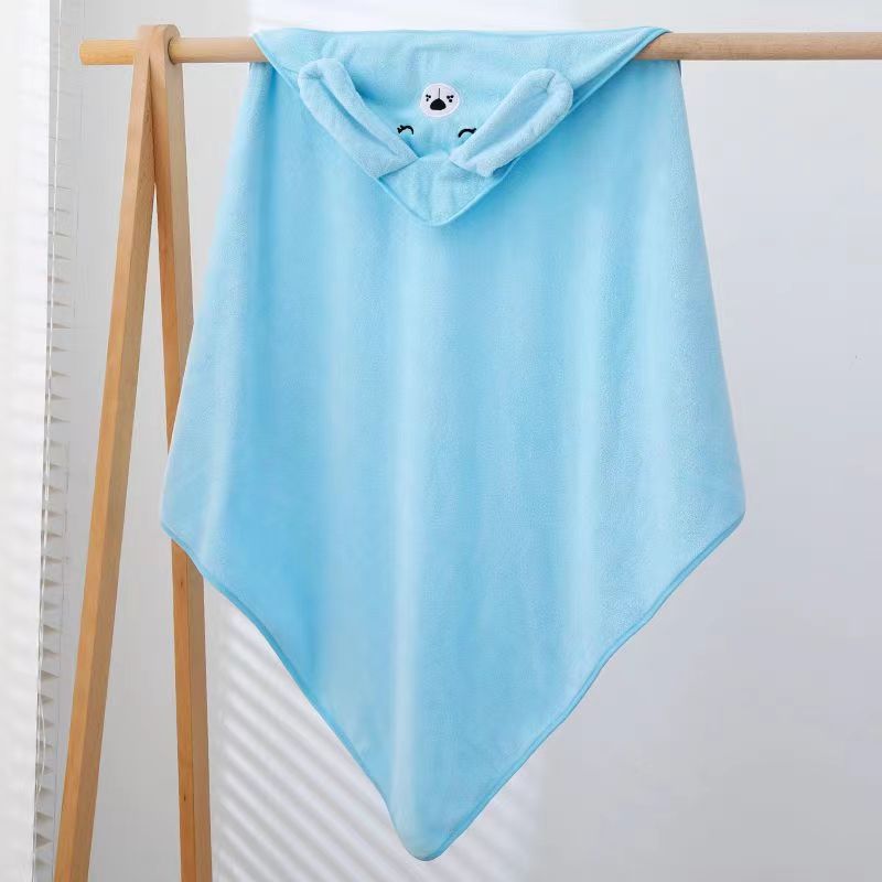 Picture of Baby Blanket Coral Fleece Embroidered Cartoon Hooded Bath Towel Kick-proof Cloak Newborn Baby's Cloak Travel Cloak