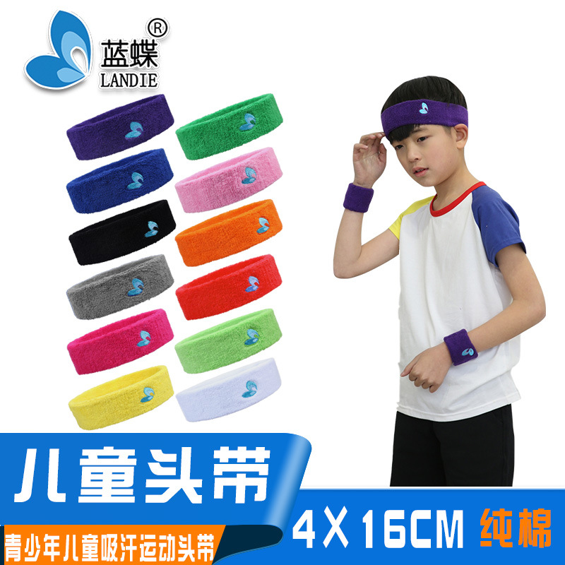 Picture of Cotton Children's Headband Male and Female Youth Sports Running Dance Riding Embroidered Sweat Wipe Sweat Guide Hair Band