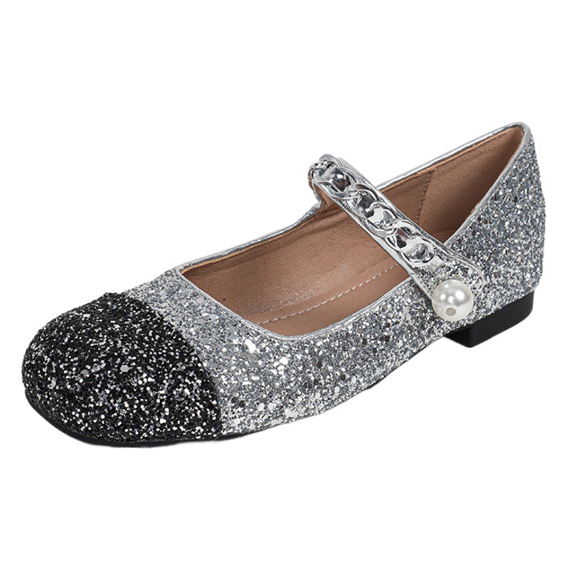 832 Huidong Yixinda Round Toe French Flats Shoes Color Matching Pearl Mary Jane Women's Shoes Spring & Fall New High-Bottom Style