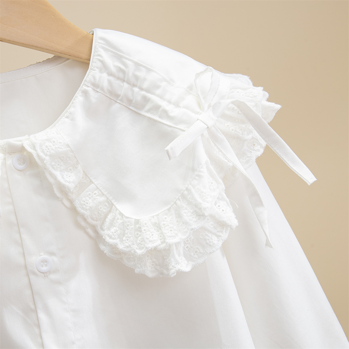 Picture of Girls' shirt Spring and Autumn new children's lapel white cotton long-sleeved shirt spring girls' casual top