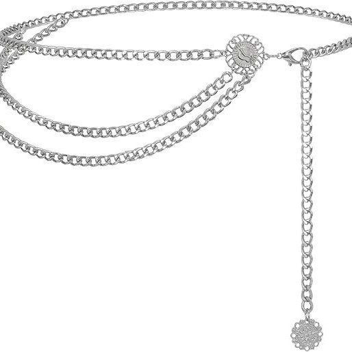 Waist Chain Women's Fine Decorative Necklace dress Accessories Skirt Chain Chain Chain Belt silver Metal Thin Belt