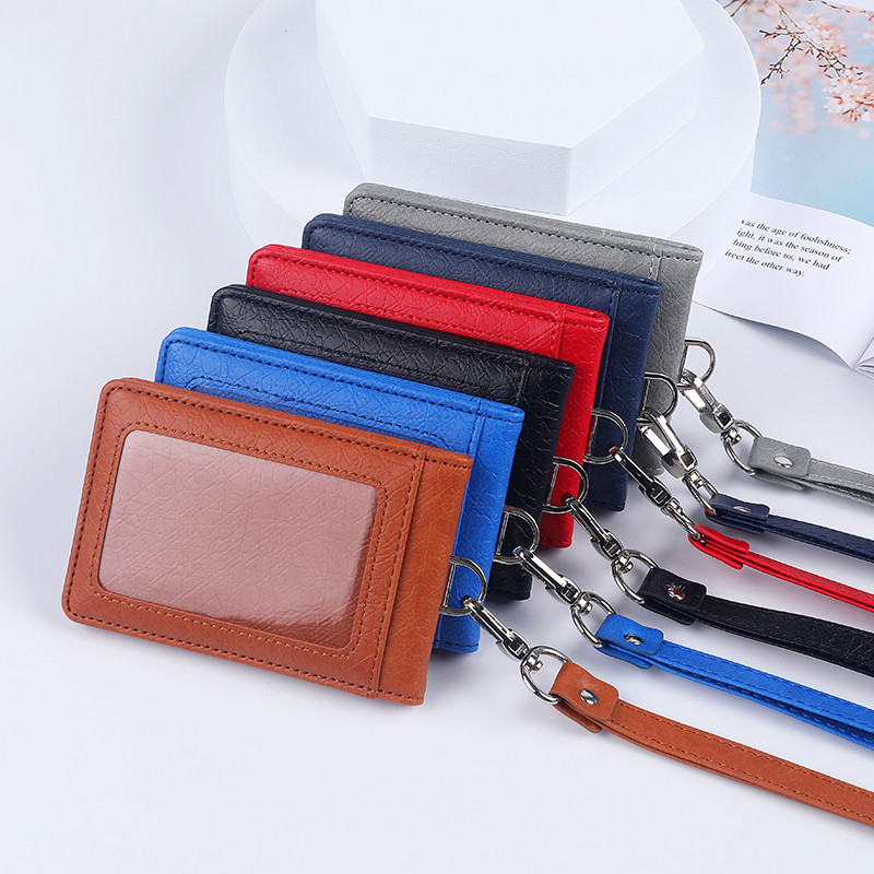 Picture of PU5 card position work card folding card sleeve magnetic work license badge card set badge driver's license hanging tag lanyard