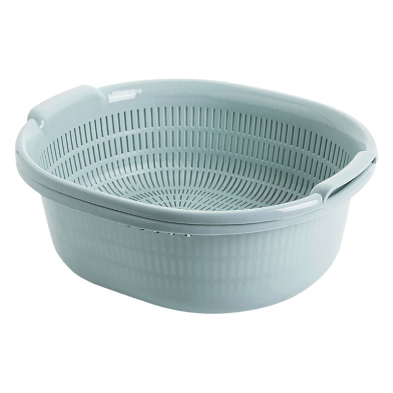 Double-Layer Plastic Colander Basket for Washing Vegetables, Rice Washing Tool, Vegetable Basket, Household Kitchen Fruit Washing Basin
