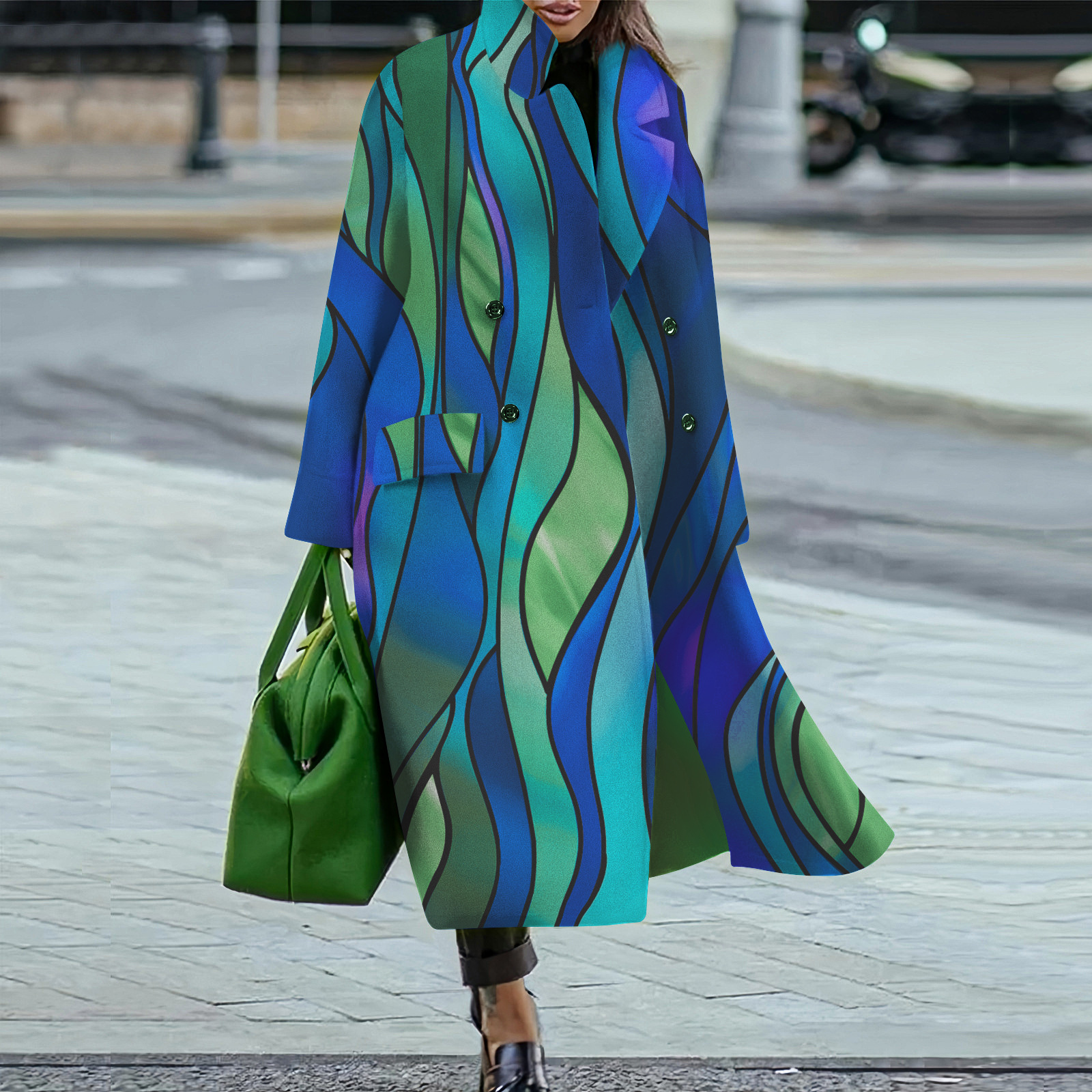 Picture of Amazon Cross-border Foreign Trade Europe and America Explosions Loose Winter and Autumn Women's Woolen Jacket Warm Commuting Elegant Coat