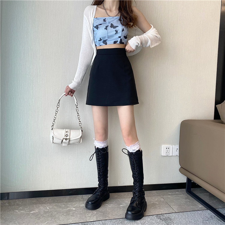 Picture of Black Crotch Covering Skirt Women's Autumn 2023 New High Waist Slim A- line Hip Skirt Small Short Skirt