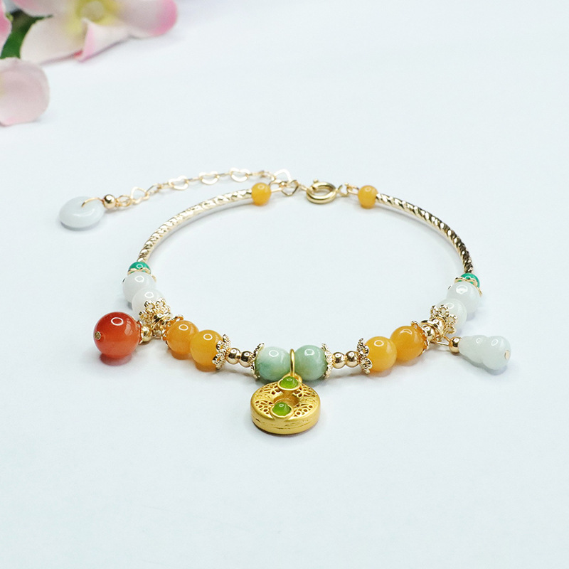 Jianyu natural jadeite Fu Lu Shou bracelet gourd bracelet jewelry factory wholesale FC3062403
