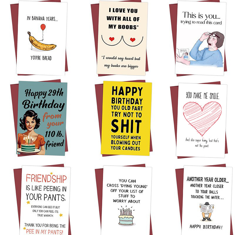 Temu Interesting Birthday Greeting Card with Envelope Cross-Border Funny Text Card Spoof Fun Gift