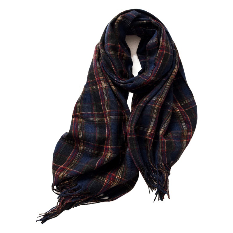 New Year Red Plaid Scarf Women Korean Shawl Scarf Winter Thickened Warm Cashmere Plaid Scarf Wholesale
