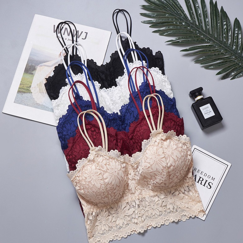 Picture of Cross-Border Large Size Lace Suspender Tube Top for Women with Breast Pads and Spaghetti Straps, Beautiful Back Intimates, Chest-Wrapped Top That Can Be Worn Outside