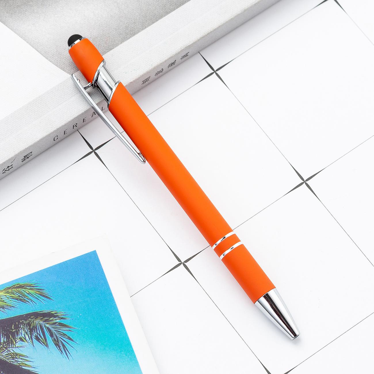 Picture of Spot press pen metal aluminum rod spray glue Press Ball Pen wholesale printable logo aluminum rod touch screen pen