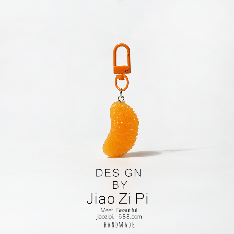 Picture of Super simulation fruit orange key chain fun pendant all-match simple bag small ornaments mini cute accessories