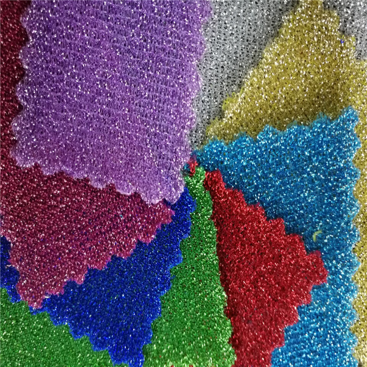 Picture of Polyester Gold and Silver Thick Thread Cloth Christmas Toy Decoration Fabric Glitter Knitted Fabric Pat Party Tablecloth
