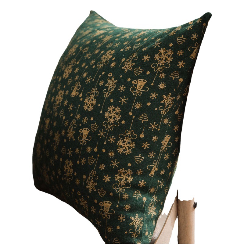 Yiman Qiyun Christmas Green Bronzing Tablecloth Wind Bell Japanese Printed Cotton and Linen Holiday Tablecloth Rectangular Cover
