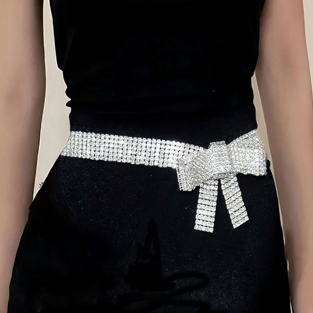 Picture of European and American Cross-border Exaggerated Belt Body Rhinestone Waist Chain Sequin Sexy Fashion Simple Bow Decorative Chain