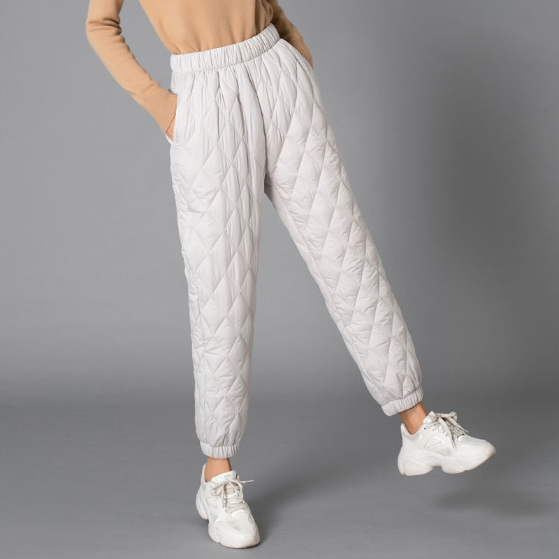 Picture of Wide-Leg Cotton Trousers for Women in Autumn and Winter, Thickeneded Middle-Aged and Elderly Warm Trousers, Slimming Look Large Size Casual Straight Outer Wear down Cotton Trousers