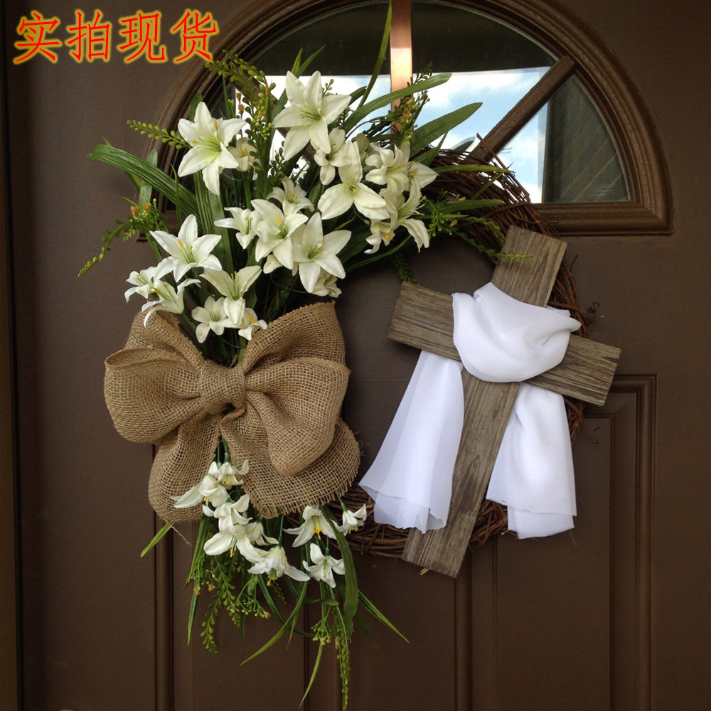 Picture of Cross border Easter Cross wreath EasterWreath EasterWreath Amazon spring door hanging decoration