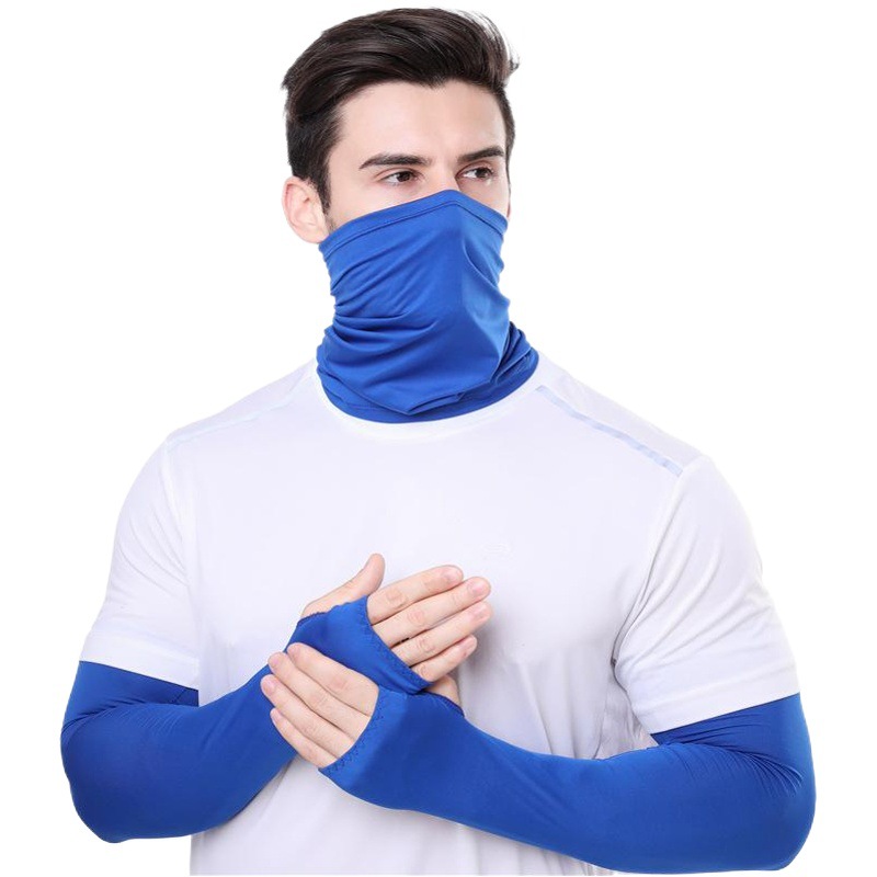 Cycling Sun Protection Sleeves Outdoor Magic Headscarf Combination Set Summer Ice Silk Sun Protection Sleeves Neck Scarf Sports Outdoor