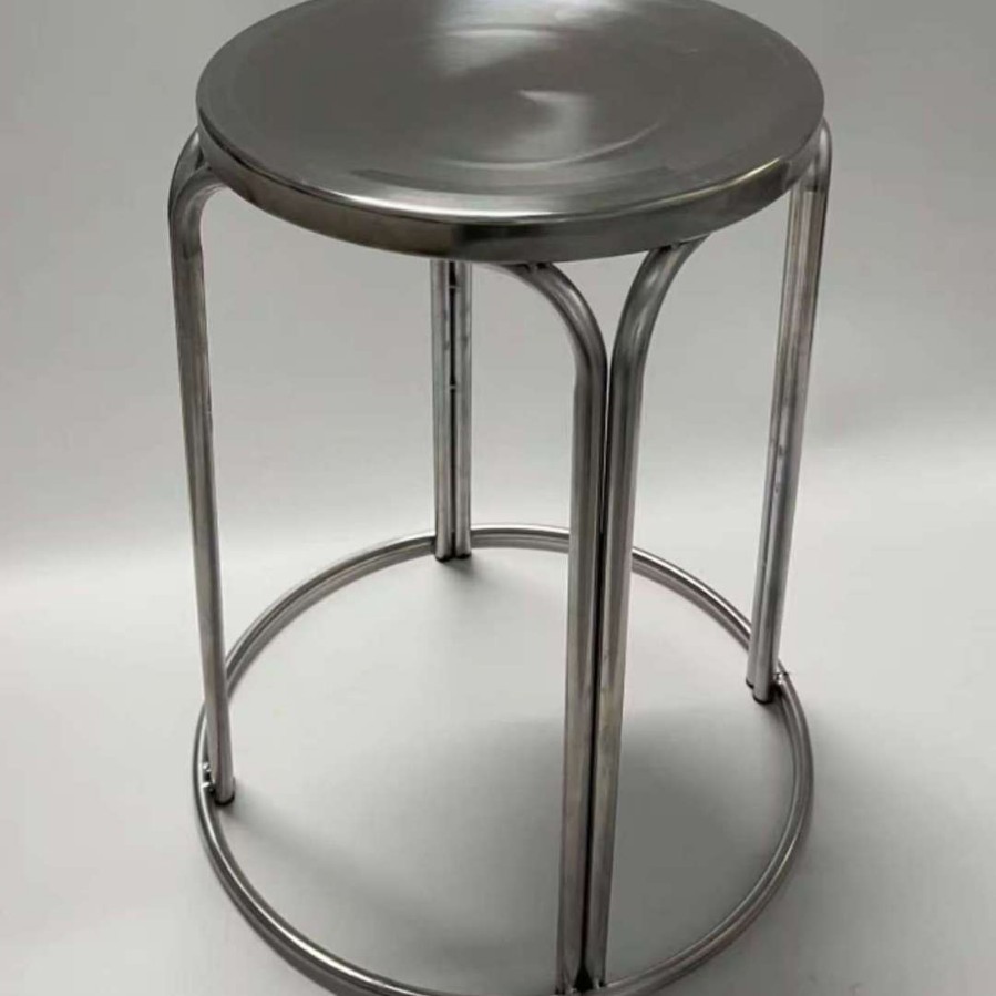Thickened stainless steel minimalist stool, extra-thick hotel round stool, home dining low stool, living room stylish dining stool