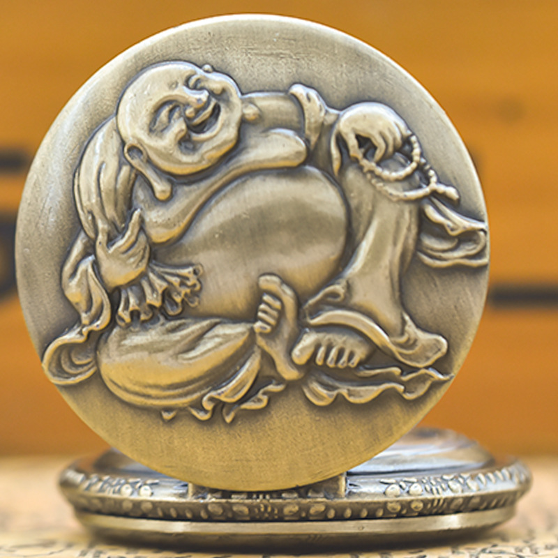 Factory wholesale bronze personality Maitreya necklace pocket watch fashion Joker jewelry accessories hanging watch chain watch