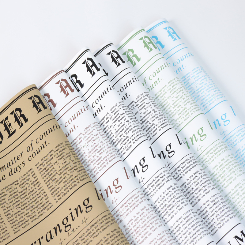 Eden Garden Wrapping Paper Spot Wholesale Waterproof English Newspaper Feather Paper Floral Gift Flower Packaging Materials