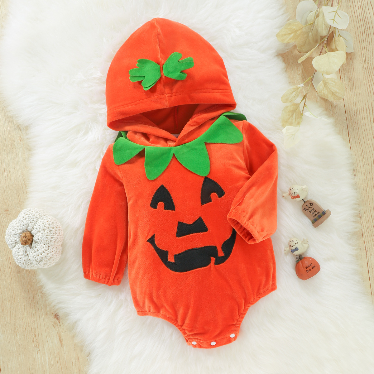 Picture of Baby romper European and American cross-border Halloween pumpkin clothing long sleeve one-piece romper baby bag fart romper festival New