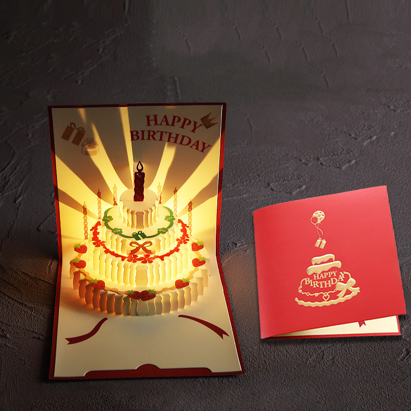 Picture of Cross-Border Stereo Birthday Greeting Card with Light Music 3D Greeting Card Ins Style Stereo Happy Birthday Greeting Card Manufacturer Wholesale