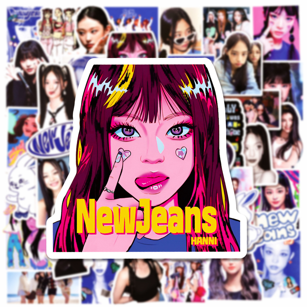 50 Newjeans Korean Girl Group Stickers Kpop Mobile Phone Case Computer Helmet Suitcase Stickers Waterproof