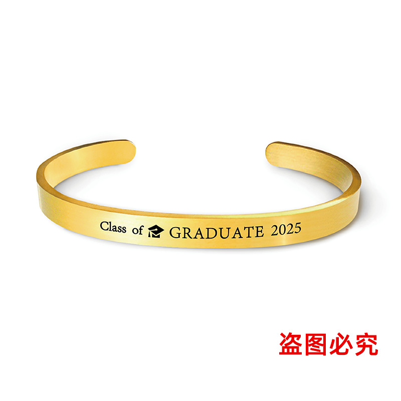 Picture of Bracelet European and American Cross-Border Stainless Steel Bracelet 2025 Graduation Season Doctor's Hat Holiday Gift Engraved Titanium Steel Bracelet