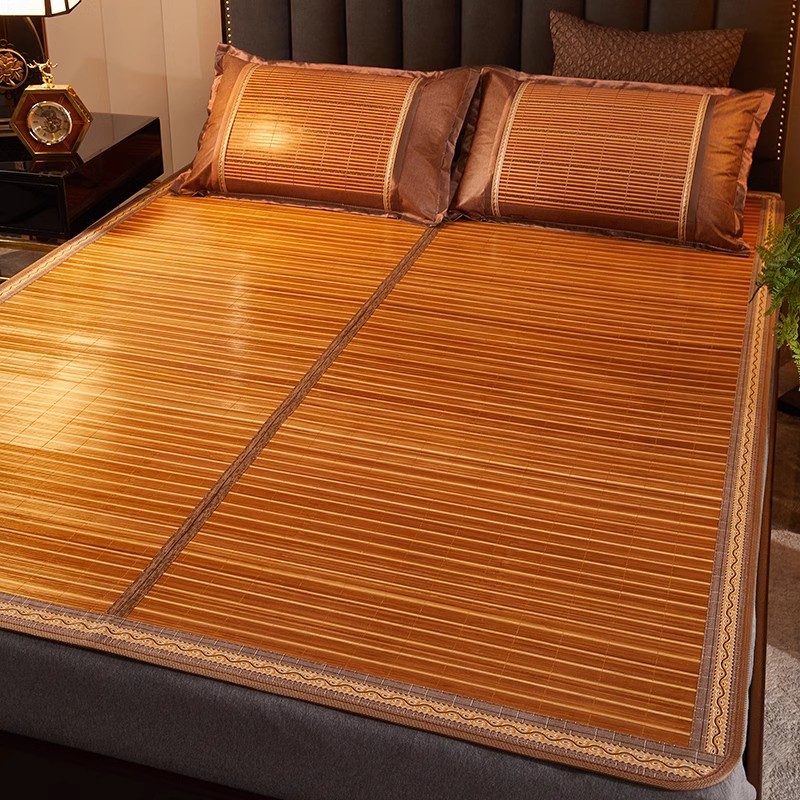 Bamboo Mat and Rattan Mat for Summer Home Use, Ice Silk Cooling Mat Three-Piece Set, Dormitory Mat, Multiple Specifications, Quantity 1 Piece, Rattan Weaving
