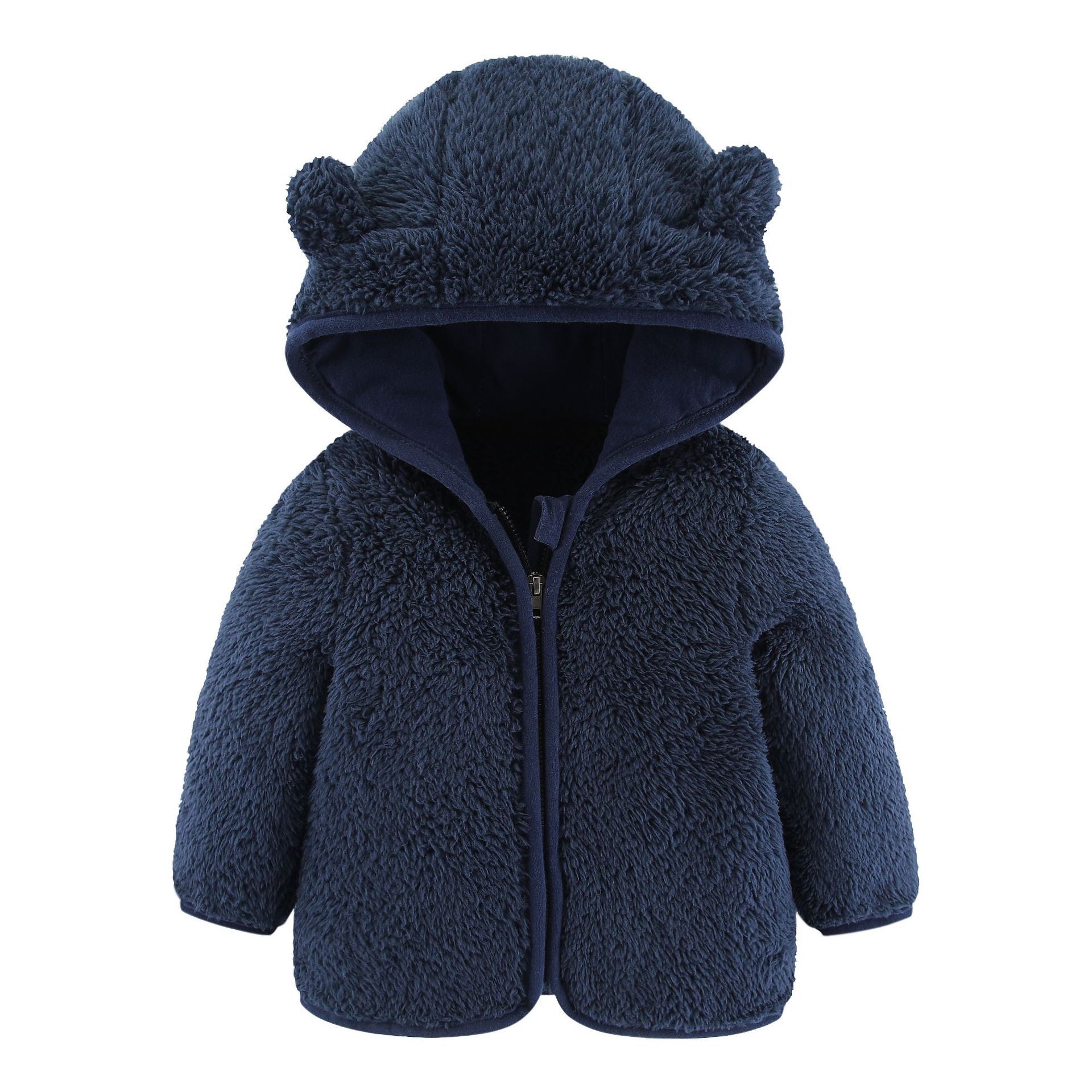 Picture of Children's European and American Spring and Autumn Long Sleeve Plush Top Zipper Warm Hooded Coat for Boys and Girls