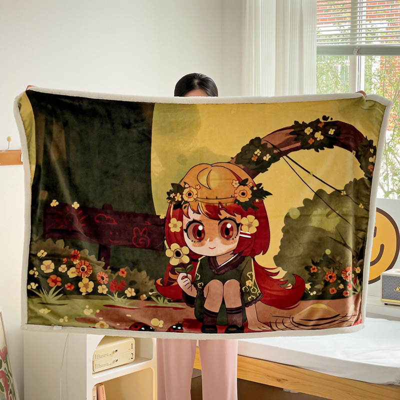 Picture of Children's Blanket Kindergarten Spring and Autumn Baby Coral Fleece Blanket Spring and Summer Single Layer Thin Blanket Office Nap