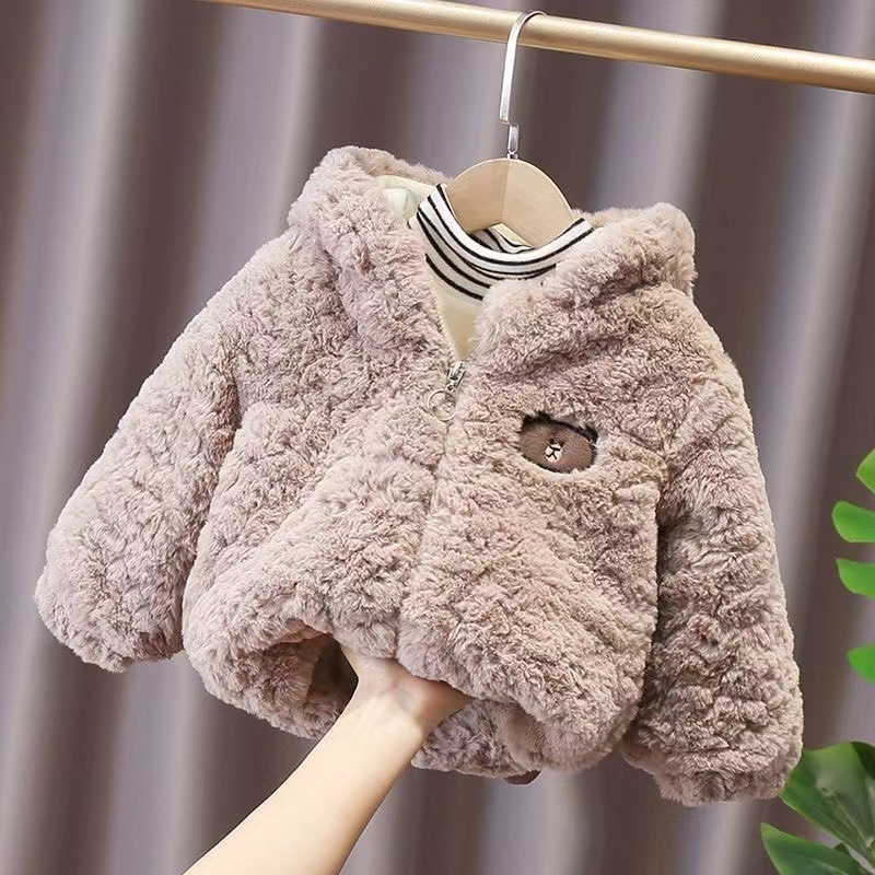 Picture of Boys' lambswool coat 2021 new arrival children's boys' Western style cartoon fleece-lined thickened winter hooded children's clothing